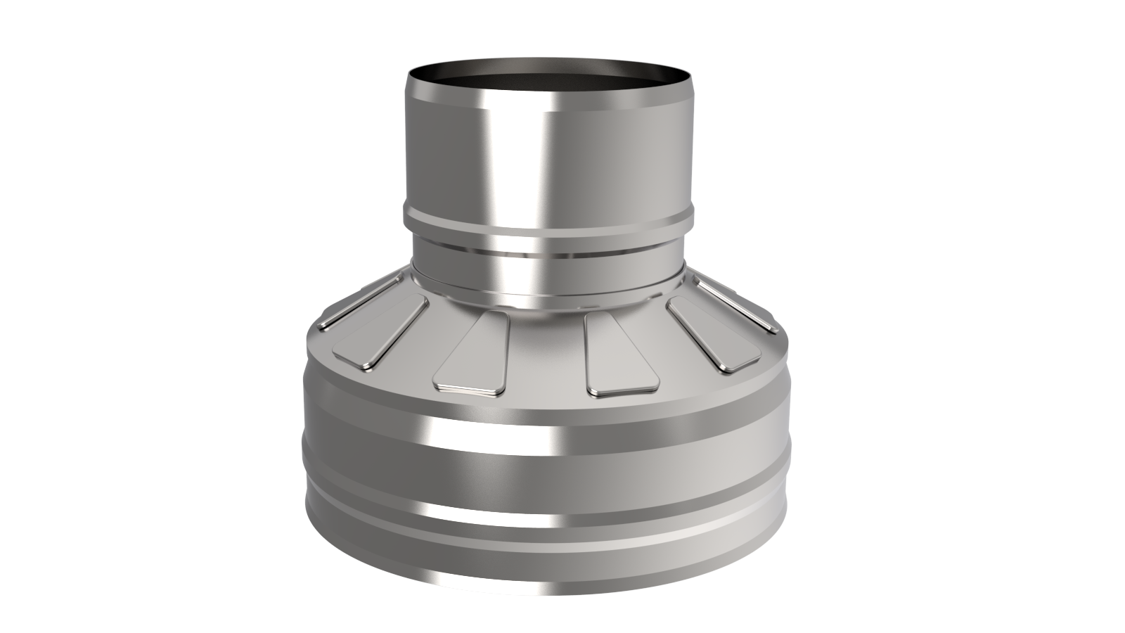 Оголовок-переход ф 130х200, AISI 439/Оц, 0,5мм/0,5мм, (К), тип-2